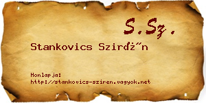 Stankovics Szirén névjegykártya